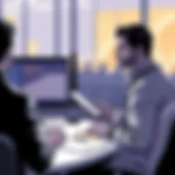 An illustrative representation of candidate surveys in a corporate setting, showcasing data collection.