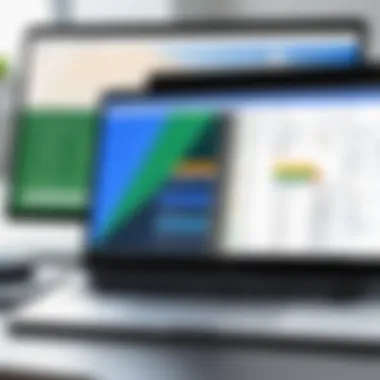 Interface Comparison of Smartsheet and Google Sheets A side-by-side comparison of Smartsheet and Google Sheets interfaces showcasing their layout.