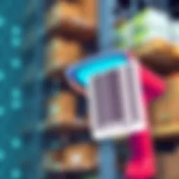 Detailed illustration of a bar code scanner in action