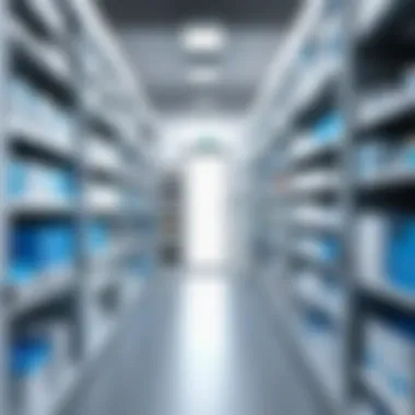 Efficient Medical Supply Storage An organized medical supply storage room showcasing efficient inventory management.