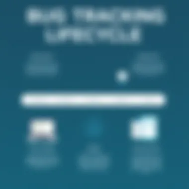 An infographic illustrating the bug tracking lifecycle from identification to resolution