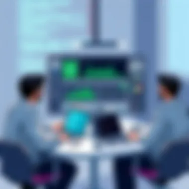 An artistic depiction of a strategic planning session focused on improving bug tracking