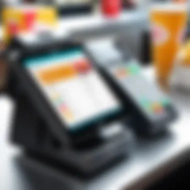 A modern POS terminal designed for fast food service