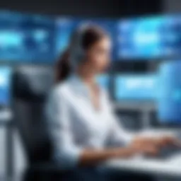 Virtual call center operations showcasing technology