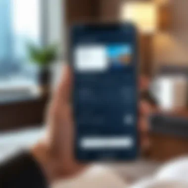 Guest using a mobile app for hotel check-in