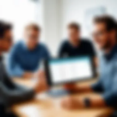 Team Collaboration with Hotschedules A team collaborating using Hotschedules on a digital device