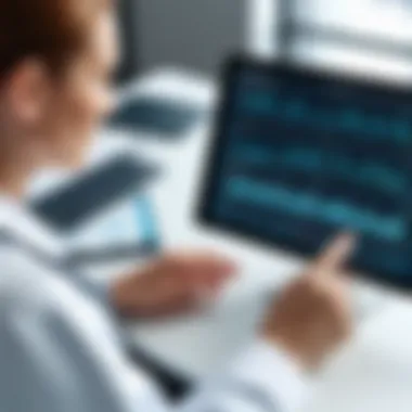 Streamlined Patient Data Review Healthcare provider reviewing patient data on a tablet