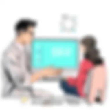 Guidance on Choosing Local SEO Solutions An expert guiding a client through the selection of local SEO software options