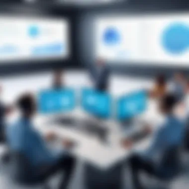 Collaborative Virtual Training Session A group of professionals engaging in a virtual training session, demonstrating collaborative learning in an LMS environment.