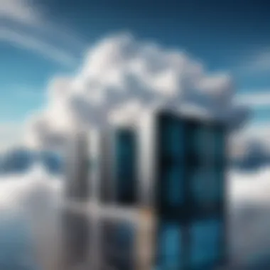 A conceptual representation of SaaS architecture with clouds and servers