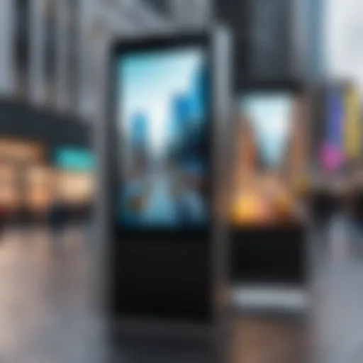 Digital signage displayed in a bustling urban environment