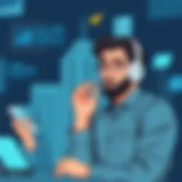 A thoughtful professional engaging in digital networking