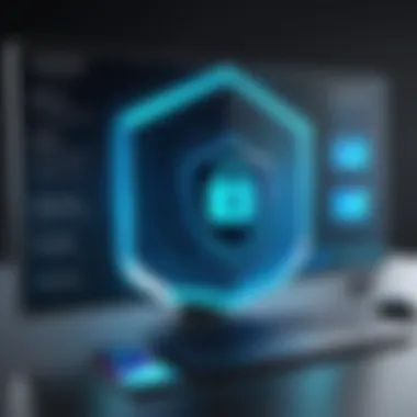 Security Features in Remote Access Software A digital shield representing security measures in remote access software